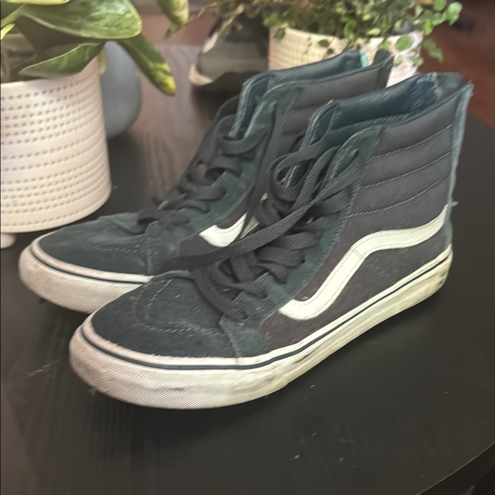 Vans Zip-Up High-Top Sneakers with White Stripe